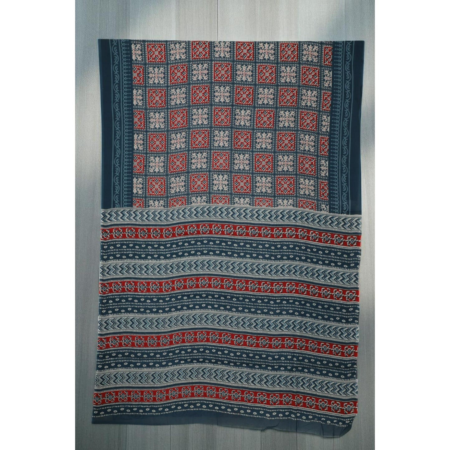 Navy Blue Mul Cotton Saree