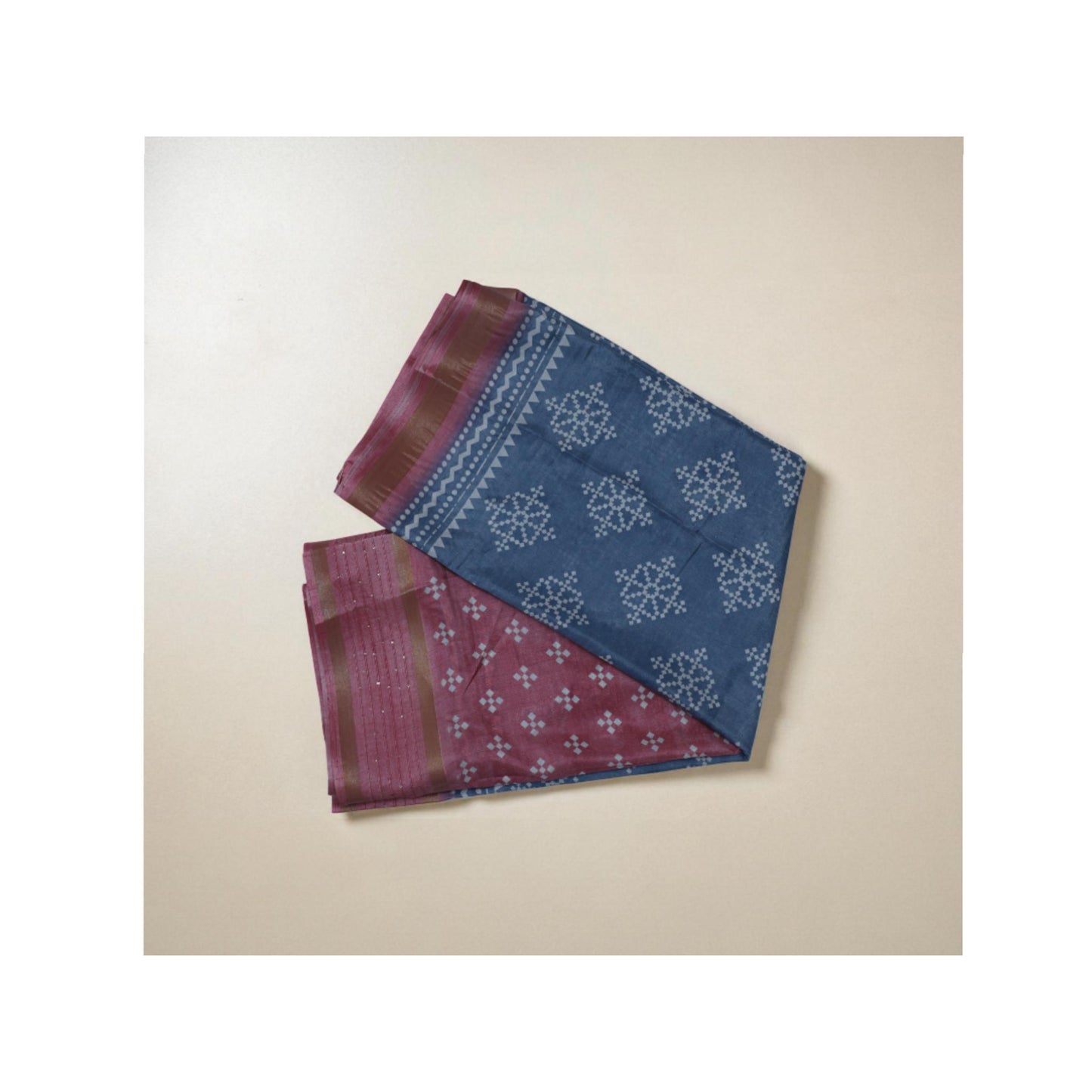 Blue and Pink Dola Print Saree