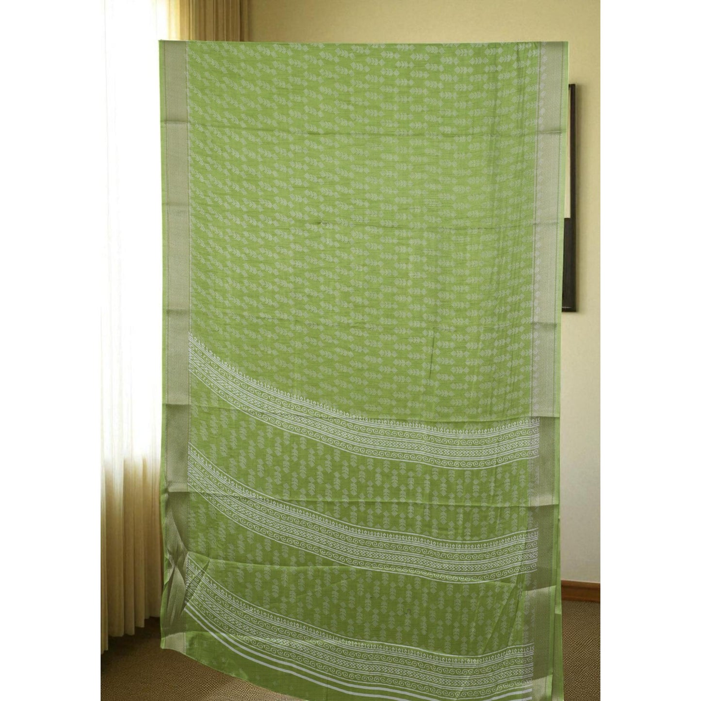 Parrot Green Dola Silk Saree
