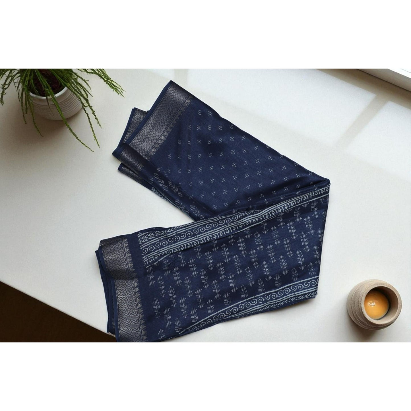 Dark Blue Dola Print Saree