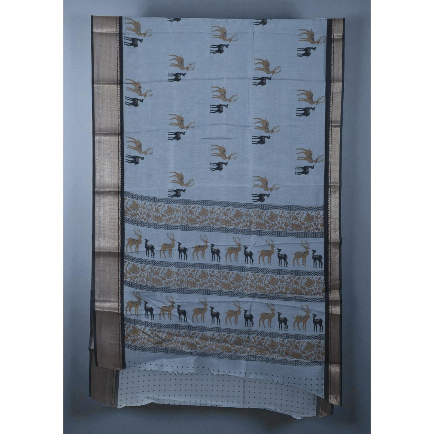 Grey Dola Animal Print Saree