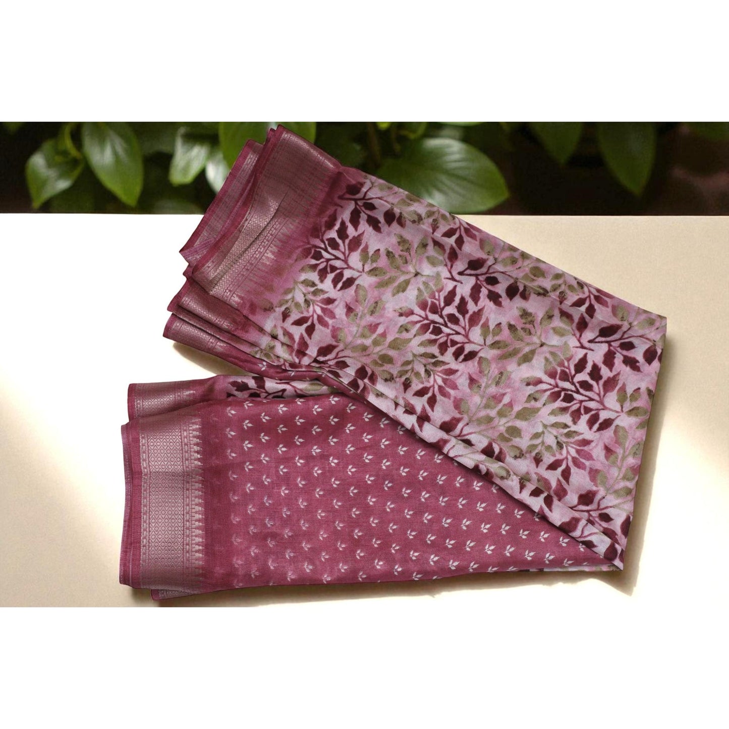 Pink Floral Dola Print Saree