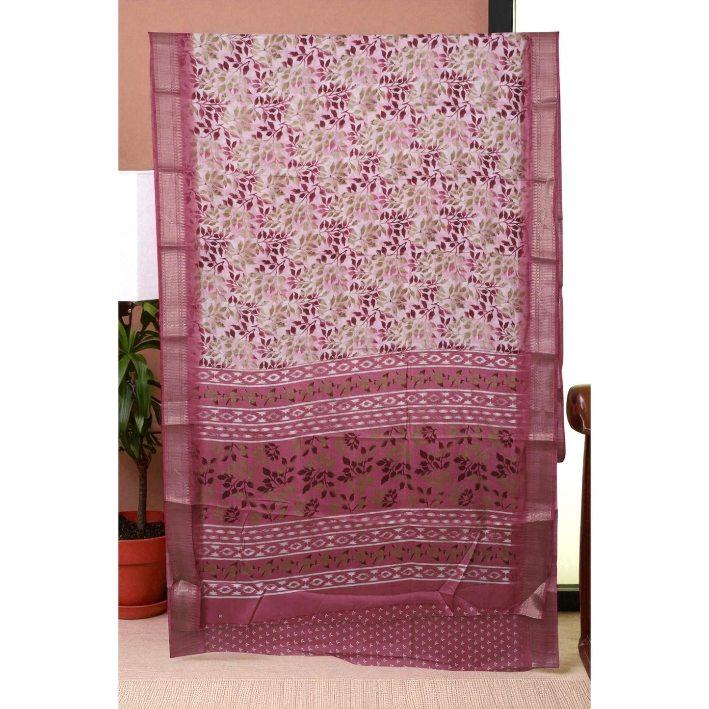 Pink Floral Dola Print Saree