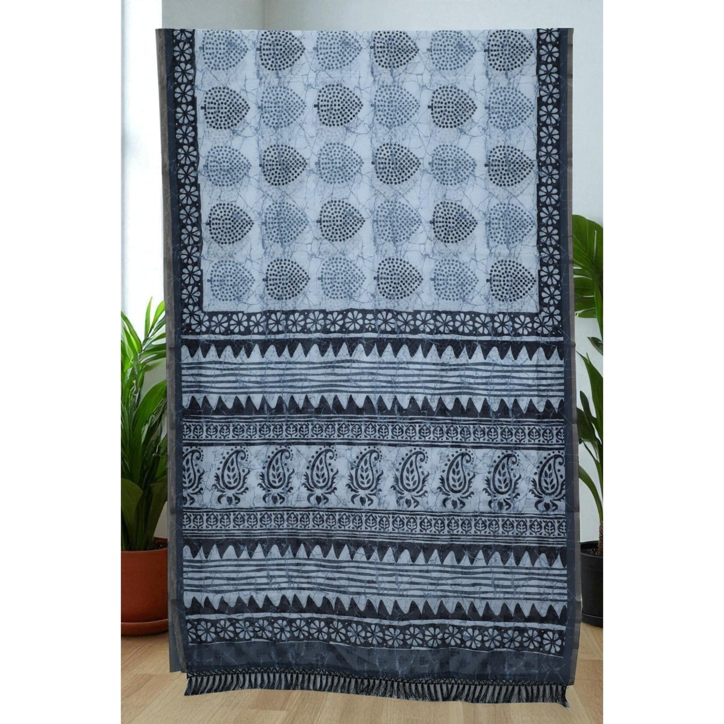 Black & White Voile Cotton Saree