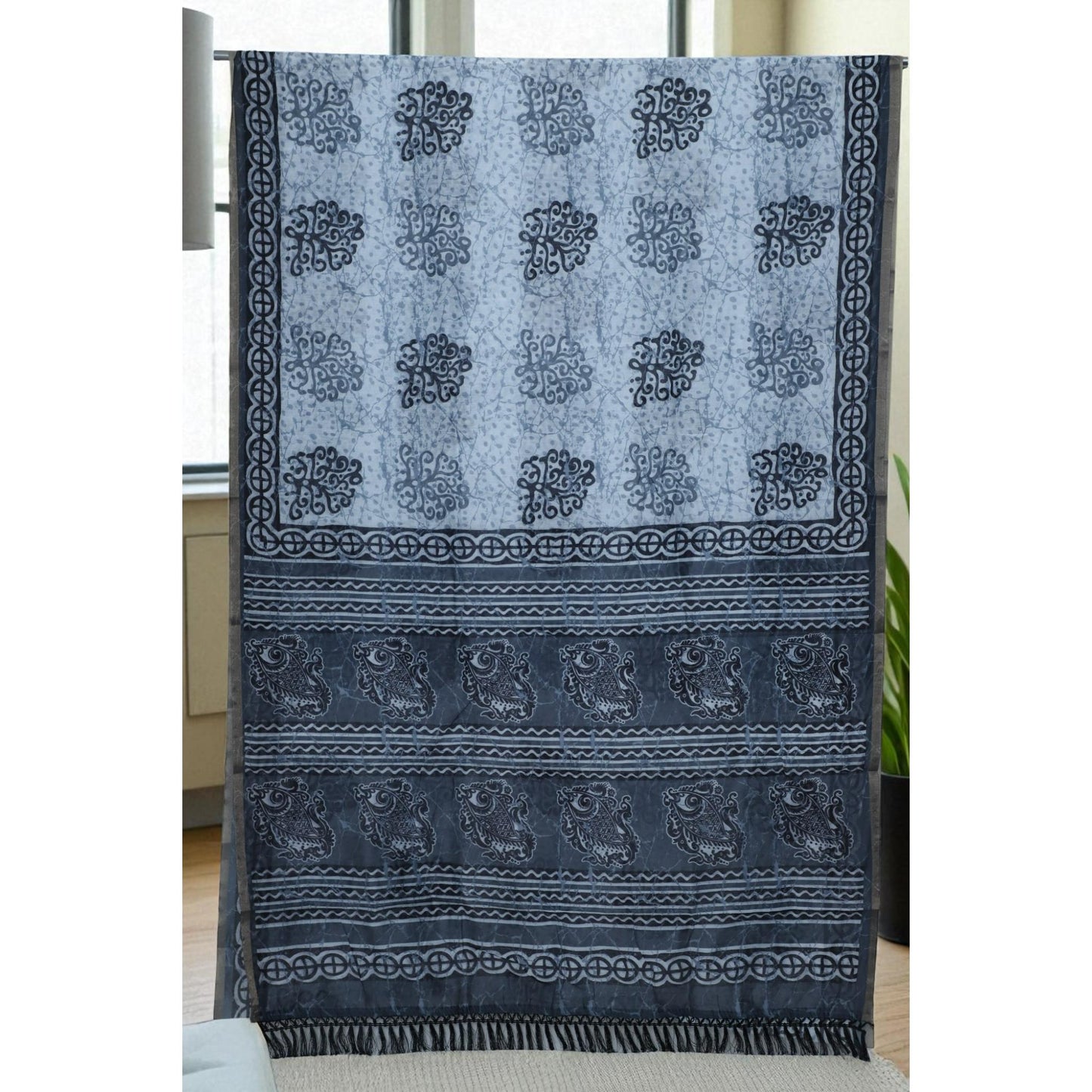 Black & White Voile Cotton Saree