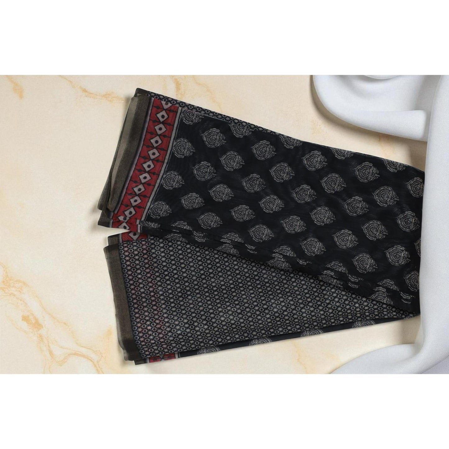 Black Cotton Voile Saree