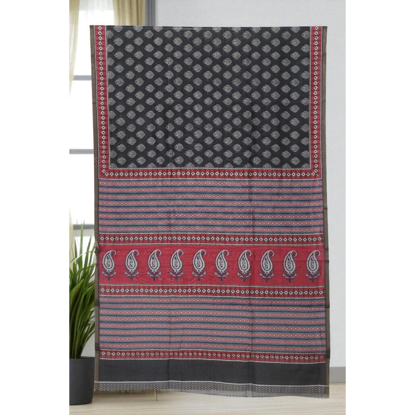 Black Cotton Voile Saree