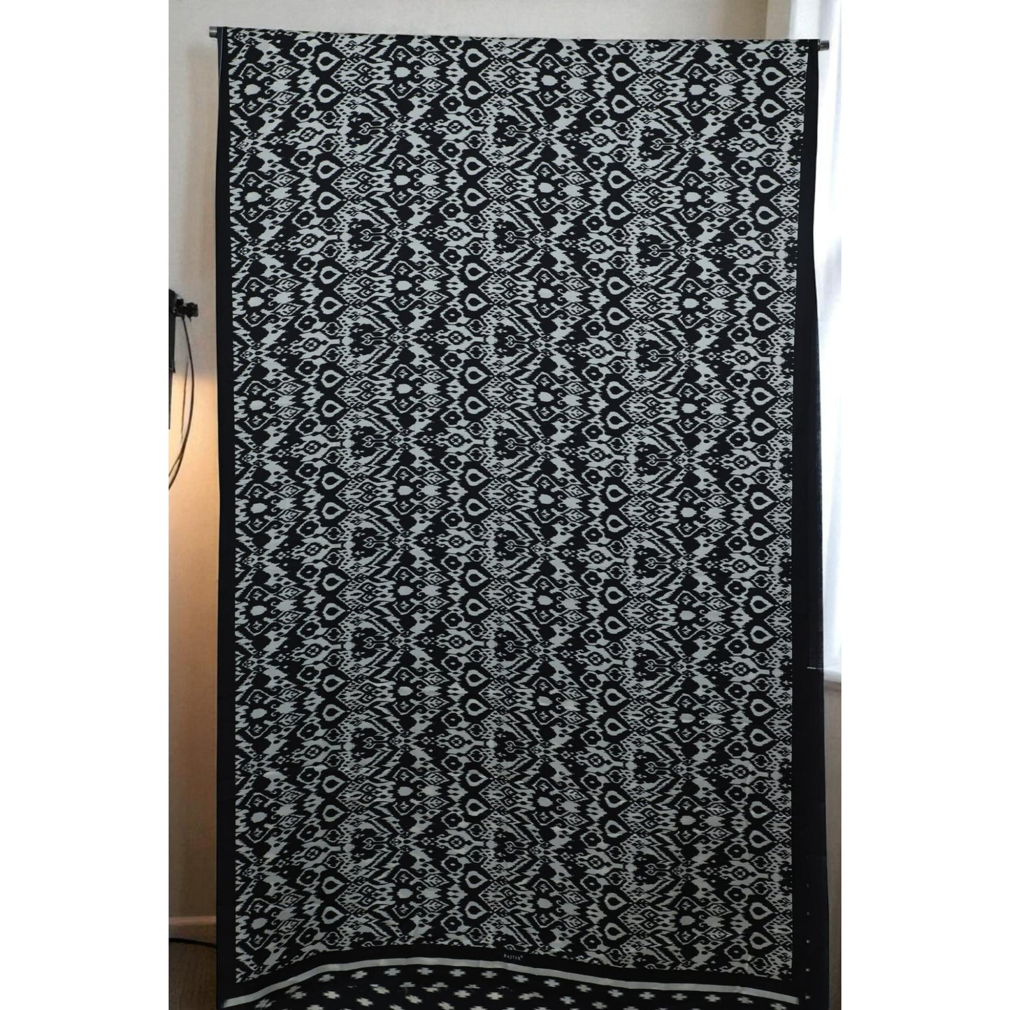 Black White Satin Saree
