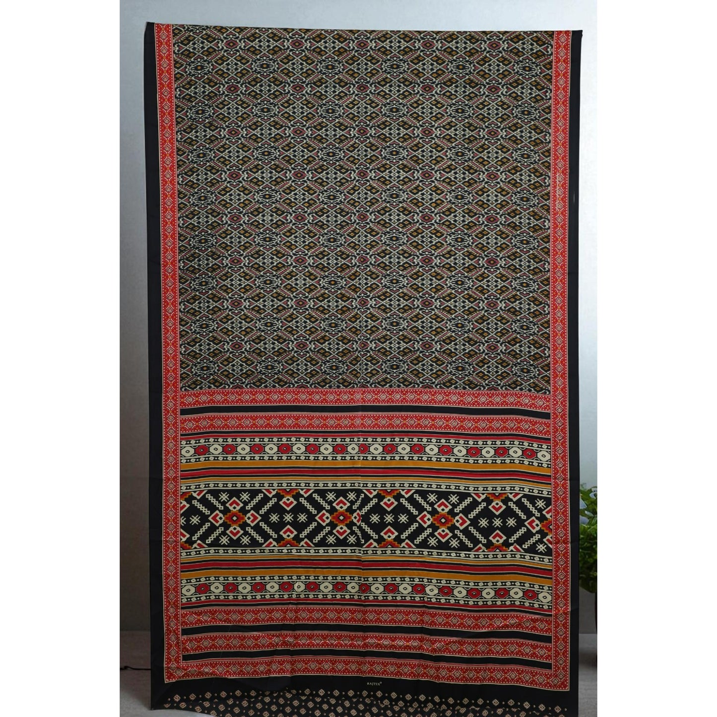 Black Multicolor Satin Saree