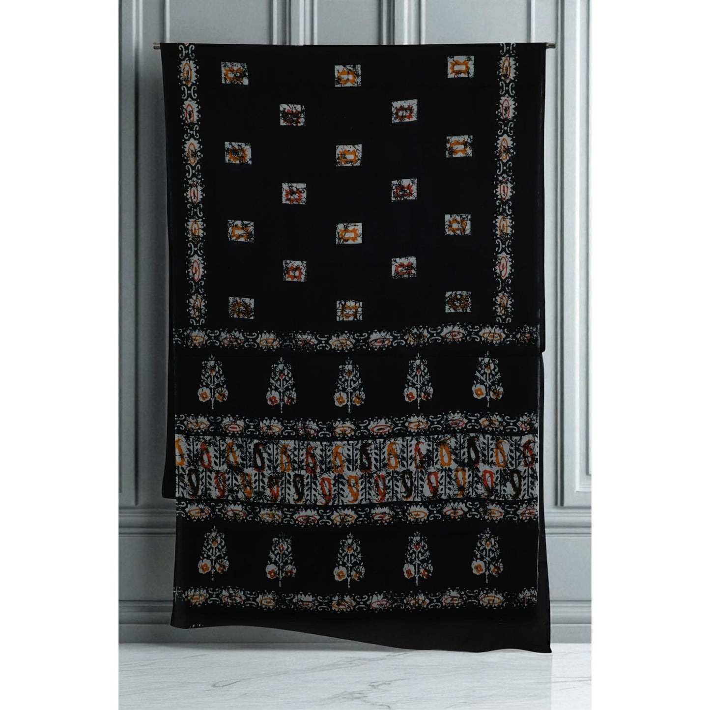 Black Tie & Dye Print Mul Cotton Saree
