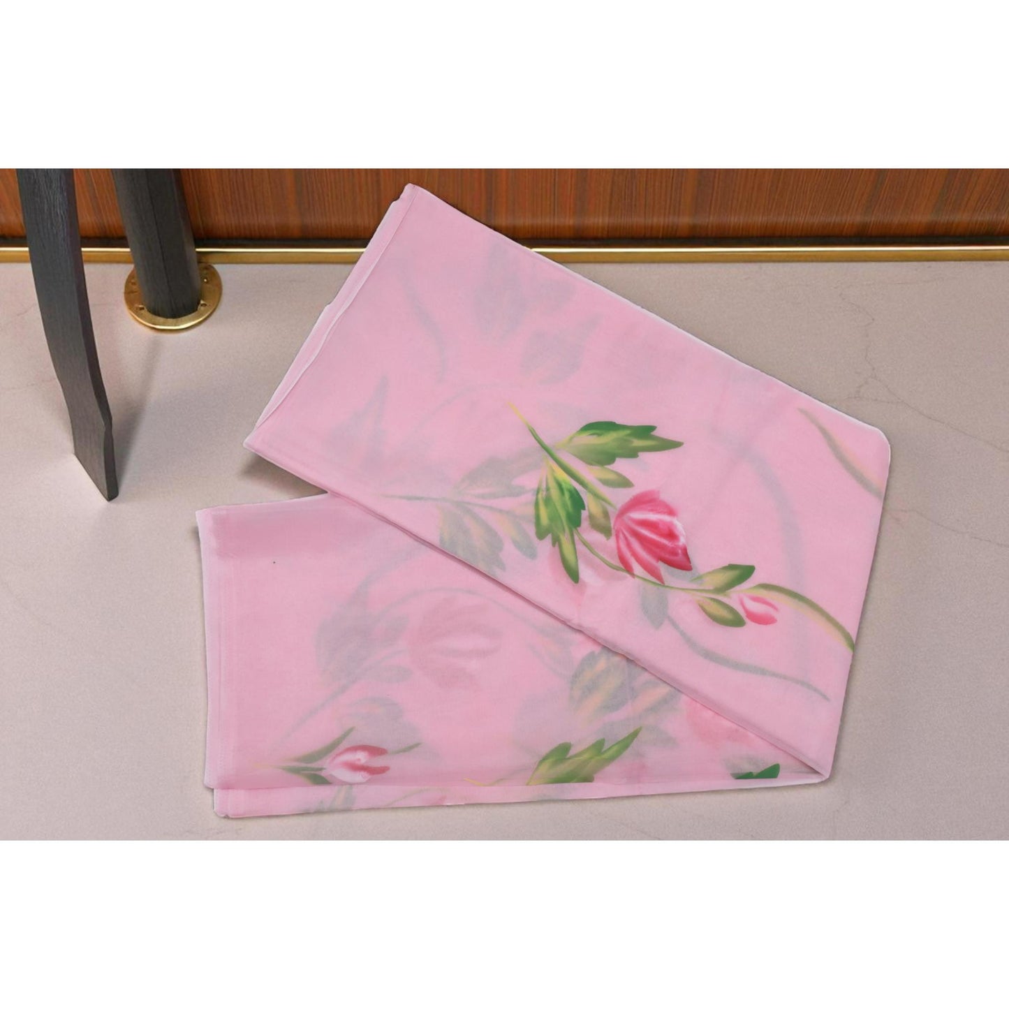 Pink Hand Painted Organza Saree