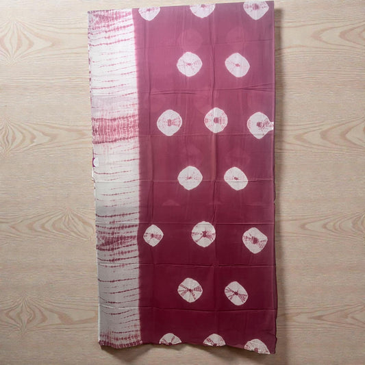 Pink & White Tie & Dye Mul Cotton Saree