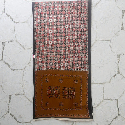 Black Multicolor Ajrakh Print Mul Cotton SAree
