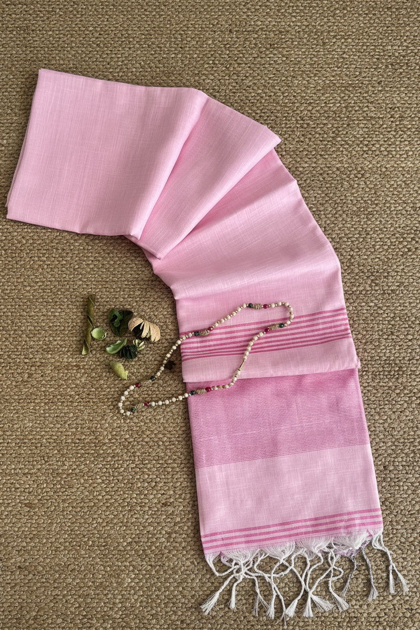 Pink Linen Saree