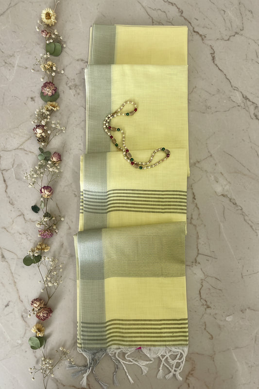 Yellow Linen Saree