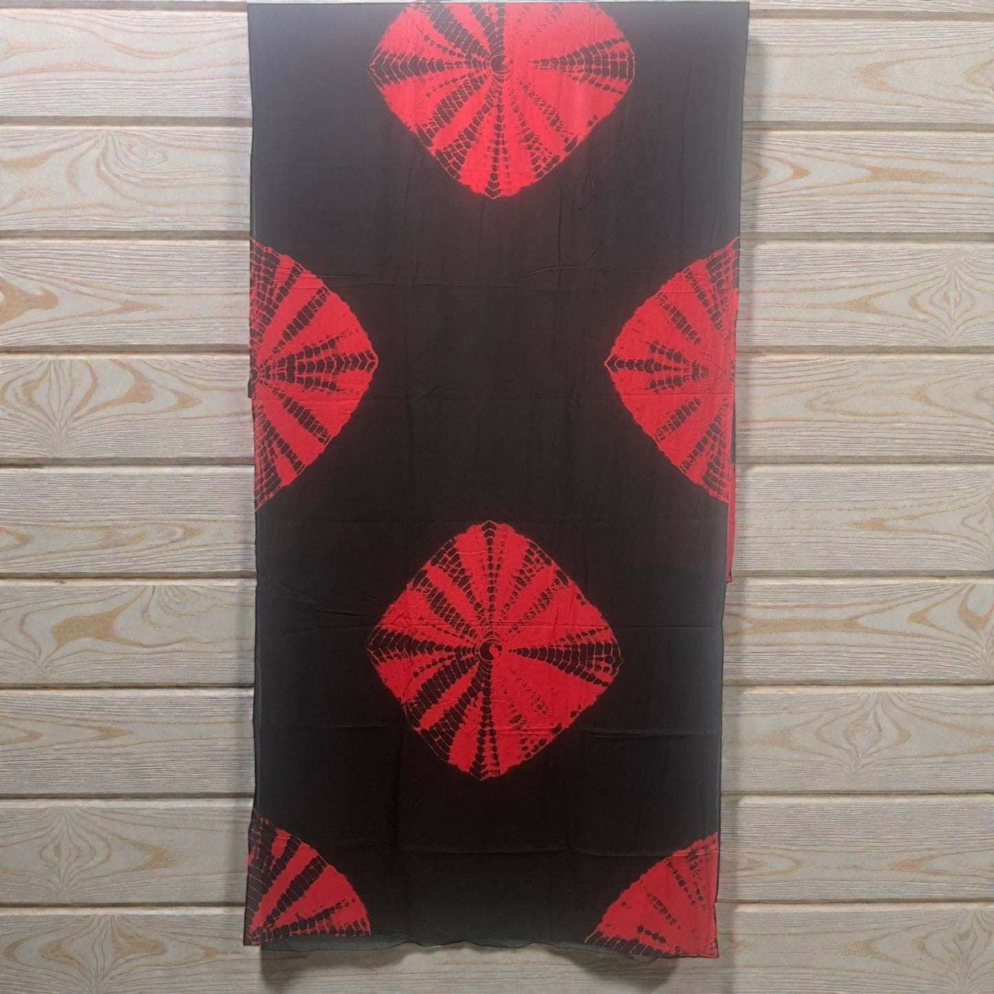 Black & Red Tie & Dye Mul Cotton Saree