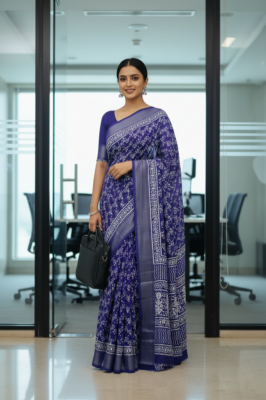 Mauve Geometric Print Dola Silk Saree