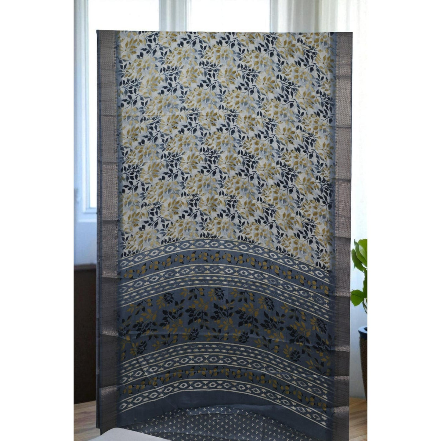 Blue Floral Dola Print Saree