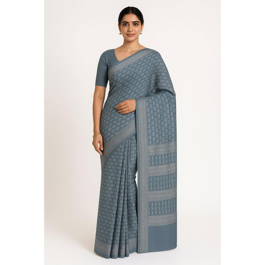 Grey Dots Dola Print Saree