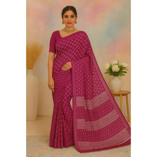 Wine Shade Dola Print Saree