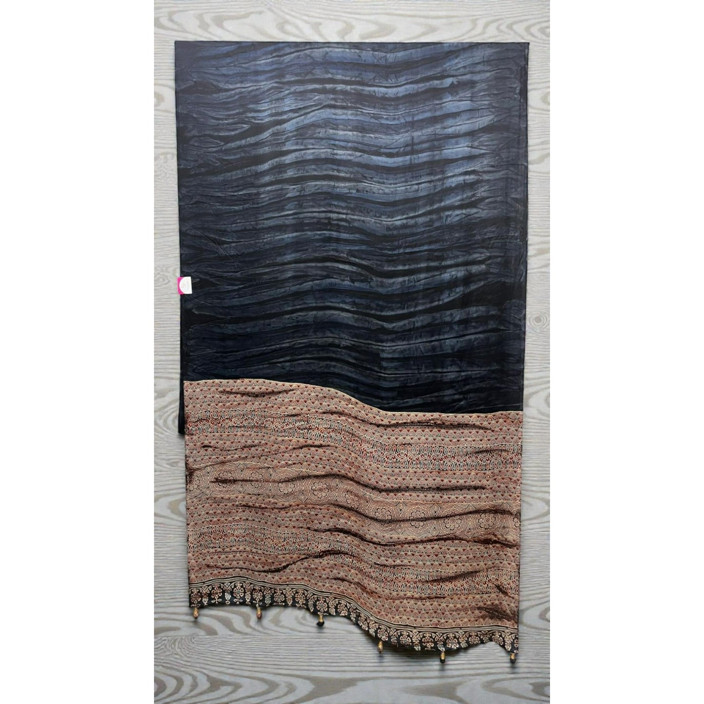 Dark Blue Marbel Print Satin Silk Saree