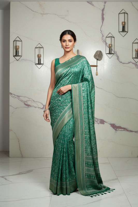 Green Worli Art Dola Silk Saree
