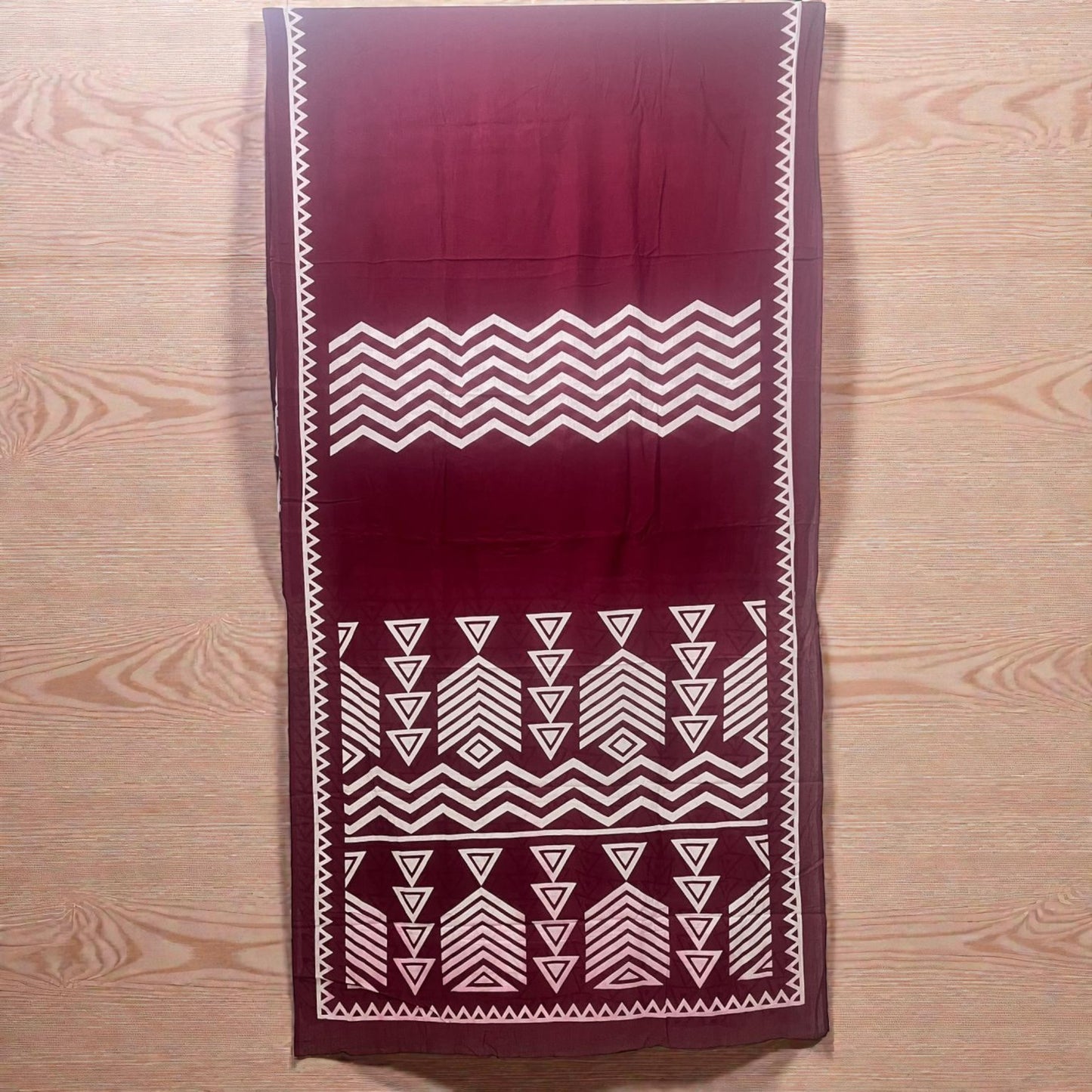 Maroon Tribal Print Mul Cotton Saree