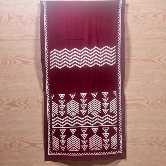 Maroon Tribal Print Mul Cotton Saree