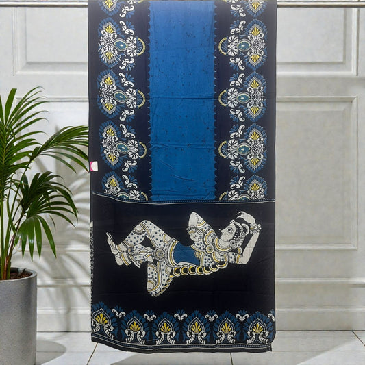 Blue Shades Batik Print Mul Cotton Saree