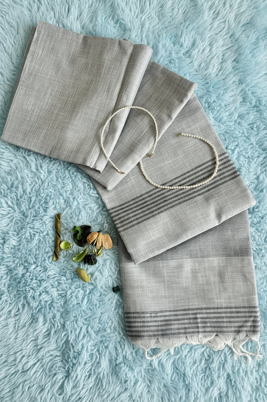 Grey Linen Saree