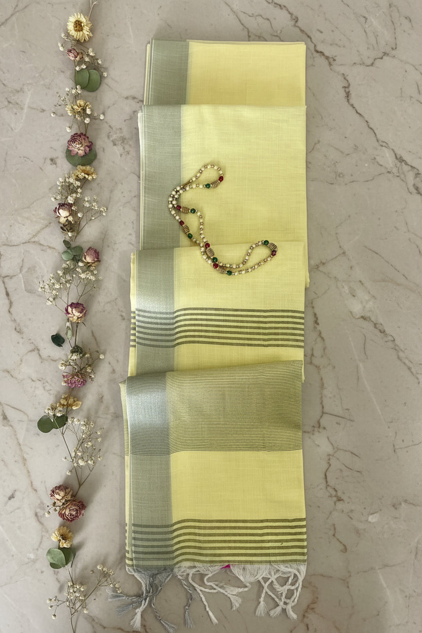 Yellow Linen Saree