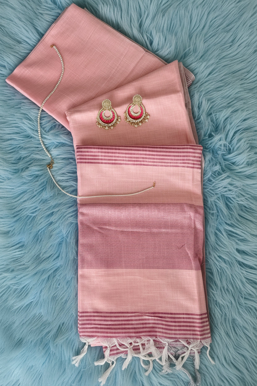 Peach Linen Saree