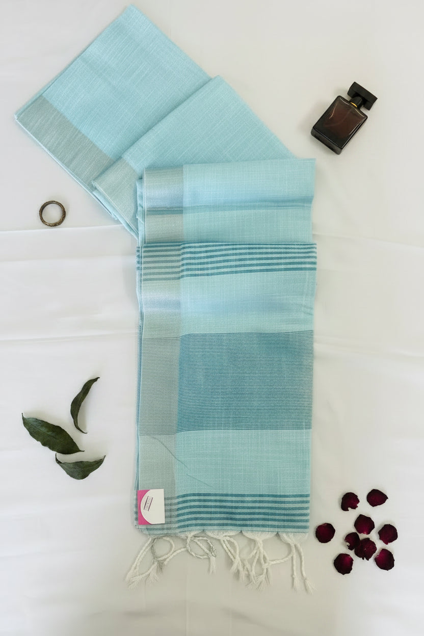Sky Blue Linen Saree