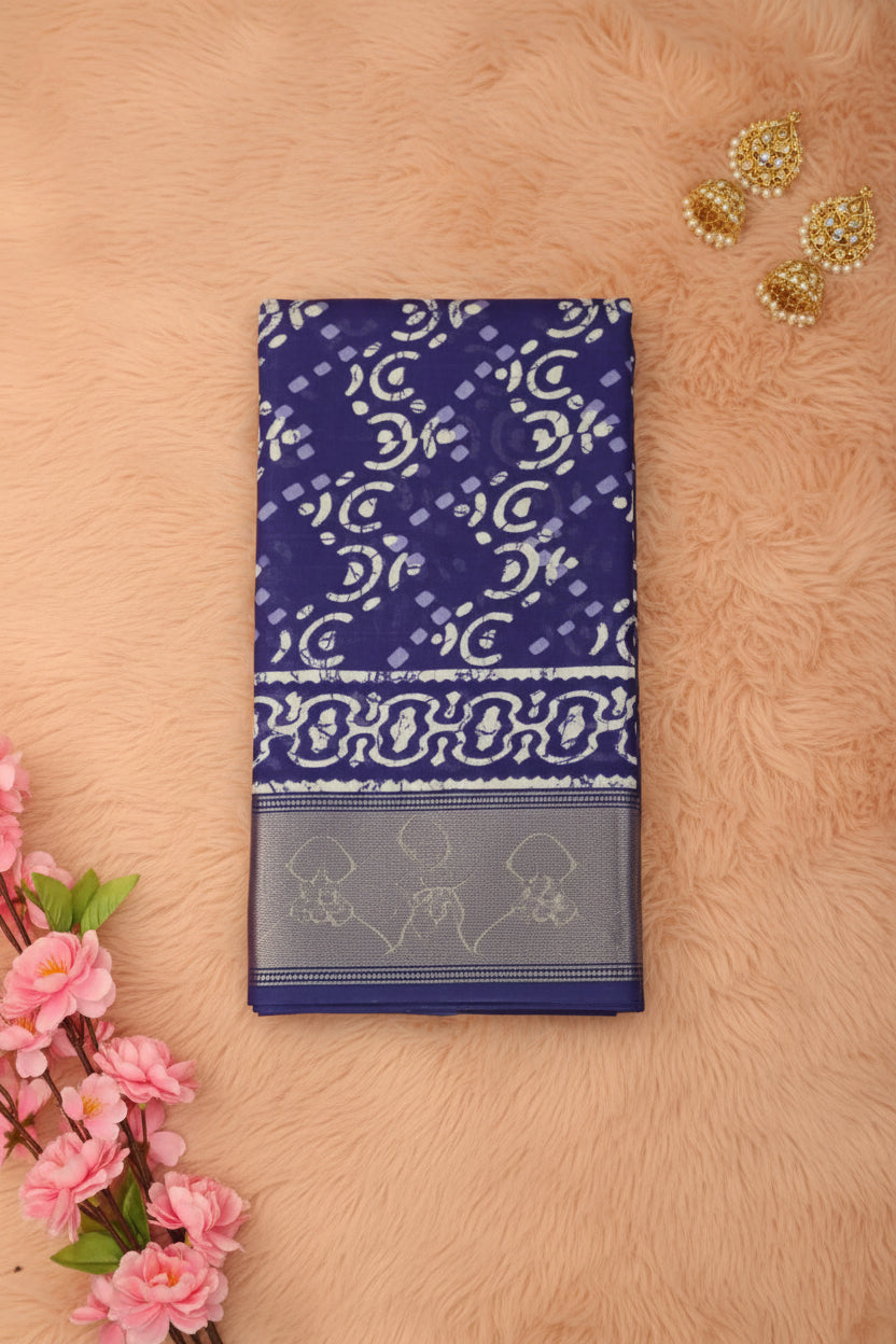 Mauve Geometric Print Dola Silk Saree